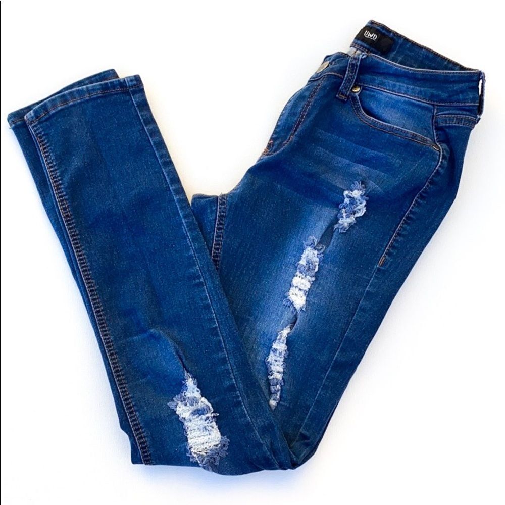 UWD Ripped Blue Skinny Stretchy Jeans